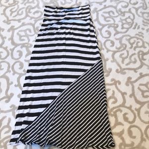 Black and white stripe maxi skirt